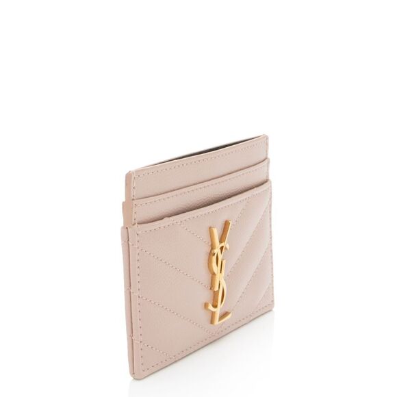 Saint Laurent Matelasse Grain de Poudre Monogram Card Case - Picture 2 of 8